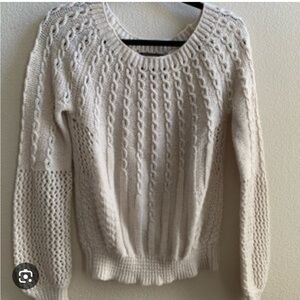 Guinevere for Anthropologie Cream Chunky Knit Crew Neck Sweater